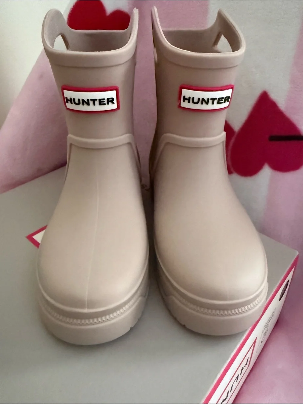 NWT Hunter Georgey Kids Waterproof Pull-On Rain Boots in Light Brown, Size 12C